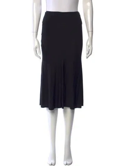 Pre-owned Donna Karan Raw-edge Trim Midi Length Skirt In Black
