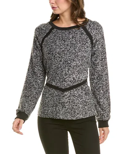 Donna Karan Ribbed Inset Pullover In Black
