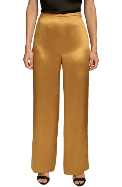 Donna Karan Women's Wide-leg Satin Pants In Antique Gold