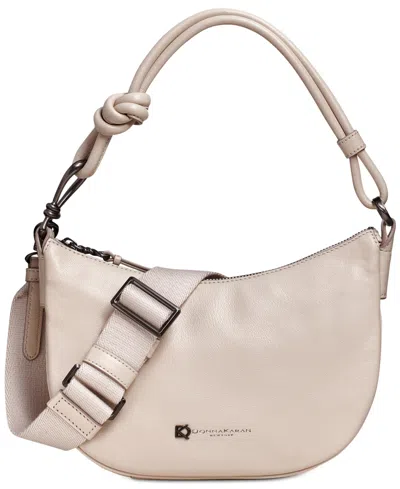 Donna Karan Roslyn Small Leather Hobo Bag In Sand