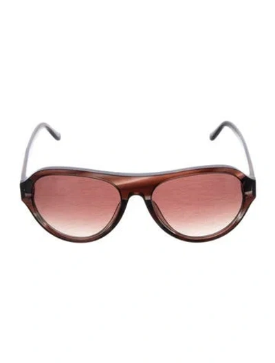 Pre-owned Donna Karan Round Gradient Sunglasses In Brown