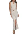 Donna Karan New York Belt Detail Sheath Maxi Dress In Pristine