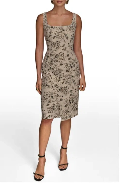 DONNA KARAN DONNA KARAN NEW YORK RUCHED METALLIC SLEEVELESS SHEATH DRESS