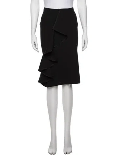 Pre-owned Donna Karan Ruffle Embellishment Knee-length Skirt In Black