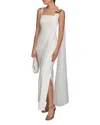Donna Karan New York Scarf Drape Sleeveless Gown In Cream