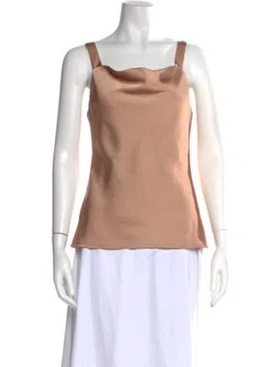 Pre-owned Donna Karan Satin Cowl Neck Top In Neutral