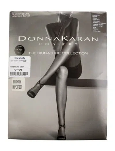 Pre-owned Donna Karan Satin Hosiery W/tags In Black