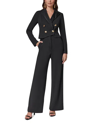 Donna Karan Satin Lapel Double Breasted Jumpsuit In Black