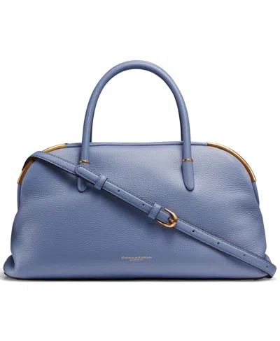 Donna Karan Satin Leather Satchel Bag In Blue