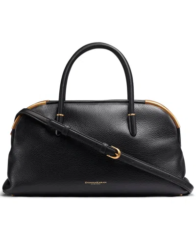 Donna Karan Satin Leather Satchel Bag In Black