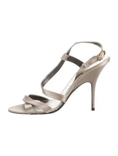 Pre-owned Donna Karan Satin Sandals In Neutrals