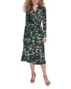 Donna Karan Satin Shirtdress In Multi