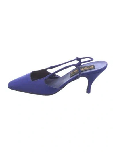 Pre-owned Donna Karan Satin Slingback Pumps In Blue