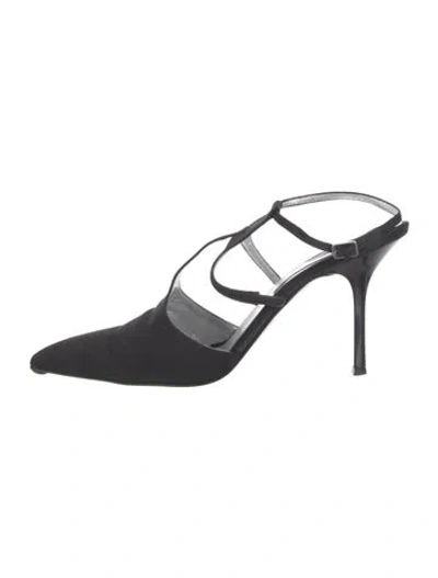 Pre-owned Donna Karan Satin T-strap Pumps In Black