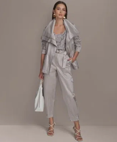 Donna Karan Satin Zip Front Jacket Cargo Pant In Clay