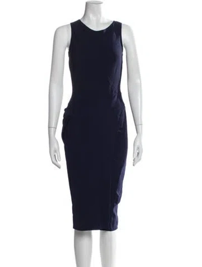 Pre-owned Donna Karan Scoop Neck Knee-length Dress In Blue