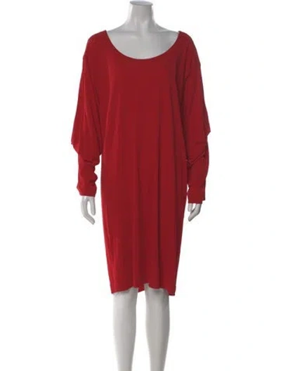 Pre-owned Donna Karan Scoop Neck Knee-length Dress In Red