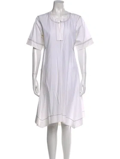 Pre-owned Donna Karan Scoop Neck Knee-length Dress In White