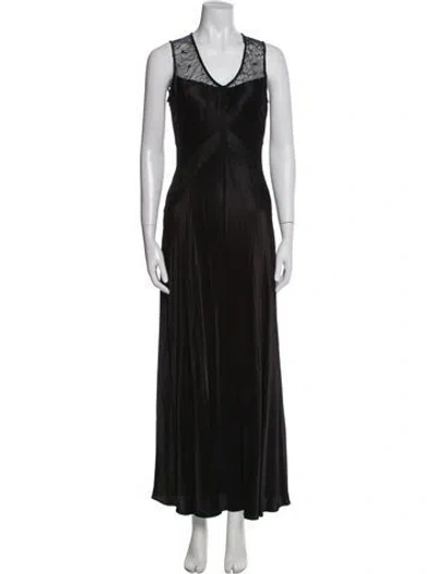 Pre-owned Donna Karan Scoop Neck Long Dress In Black