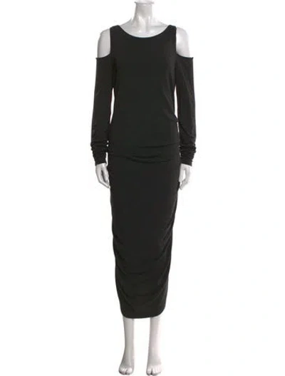 Pre-owned Donna Karan Scoop Neck Long Dress In Black