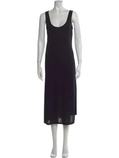 Pre-owned Donna Karan Scoop Neck Long Dress In Black