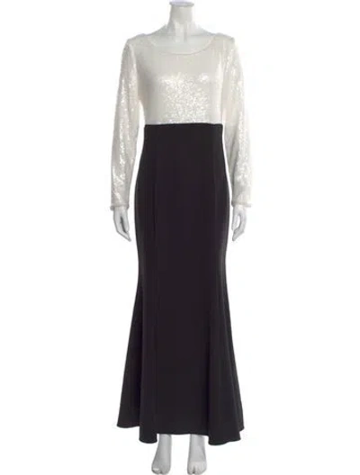 Pre-owned Donna Karan Scoop Neck Long Dress In Black