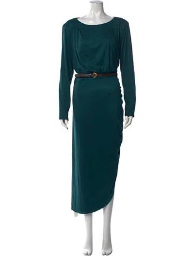 Pre-owned Donna Karan Scoop Neck Long Dress In Green