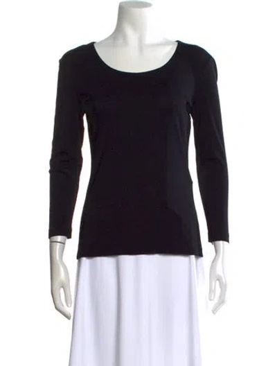 Pre-owned Donna Karan Scoop Neck Long Sleeve Top In Black