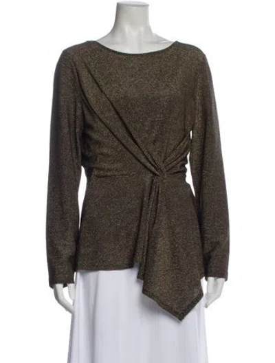 Pre-owned Donna Karan Scoop Neck Long Sleeve Top In Gold