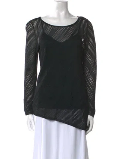 Pre-owned Donna Karan Scoop Neck Long Sleeve Top In Green