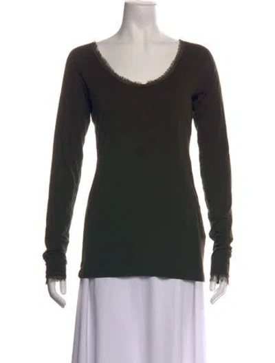 Pre-owned Donna Karan Scoop Neck Long Sleeve Top In Green