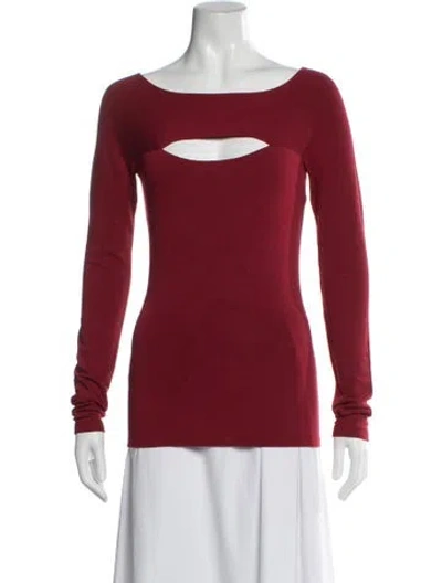 Pre-owned Donna Karan Scoop Neck Long Sleeve Top In Red