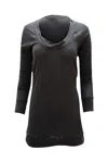 Shop Donna Karan Scoop Neck Long Sleeves Top In Dark Gray Wool In Grey