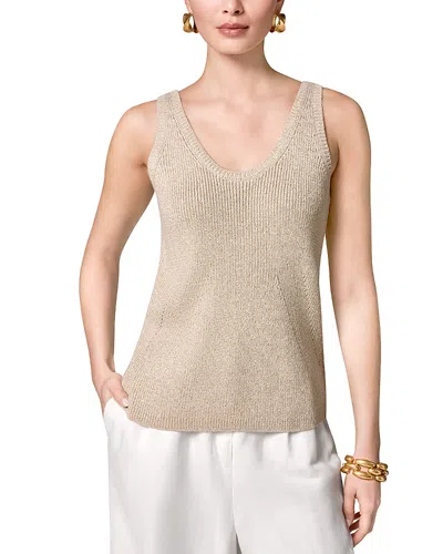 Donna Karan Scoop Neck Metallic Knit Tank In Neutral