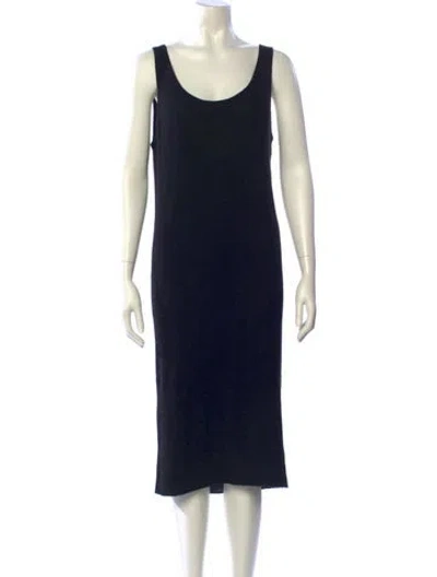 Pre-owned Donna Karan Scoop Neck Midi Length Dress In Black