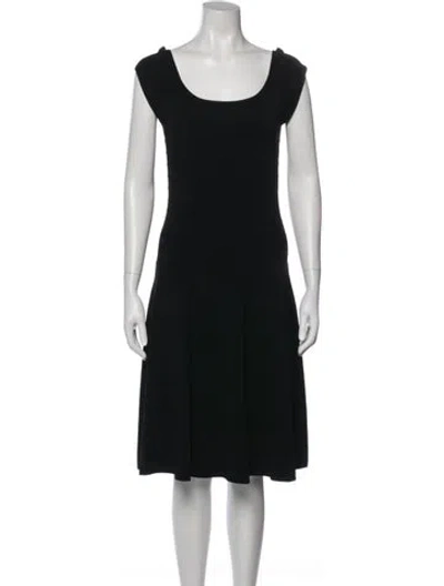 Pre-owned Donna Karan Scoop Neck Midi Length Dress In Black