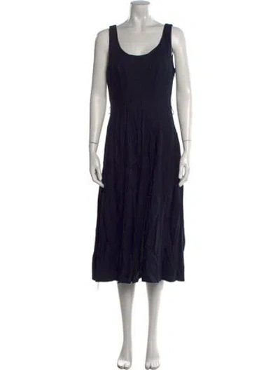 Pre-owned Donna Karan Scoop Neck Midi Length Dress In Blue