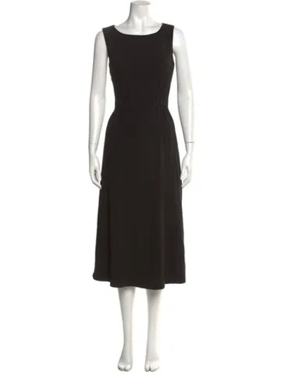 Pre-owned Donna Karan Scoop Neck Midi Length Dress In Brown