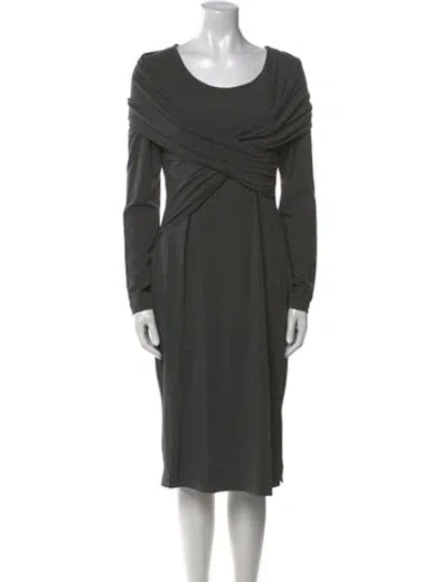 Pre-owned Donna Karan Scoop Neck Midi Length Dress W/ Tags In Multi