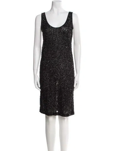 Pre-owned Donna Karan Scoop Neck Mini Dress In Black