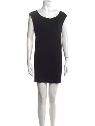 Pre-owned Donna Karan Scoop Neck Mini Dress In Black/blue