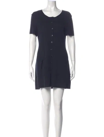 Pre-owned Donna Karan Scoop Neck Mini Dress In Blue