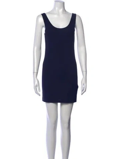 Pre-owned Donna Karan Scoop Neck Mini Dress In Blue