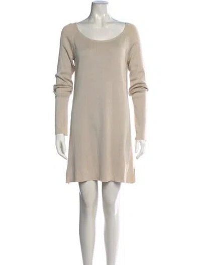 Pre-owned Donna Karan Scoop Neck Mini Dress In Neutrals
