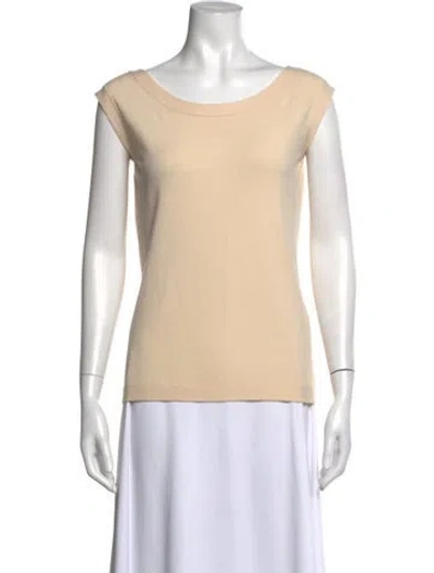 Pre-owned Donna Karan Scoop Neck Short Sleeve Top In Neutrals