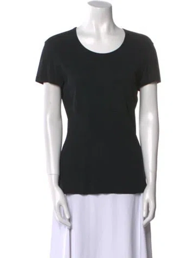 Pre-owned Donna Karan Scoop Neck Short Sleeve T-shirt In Black