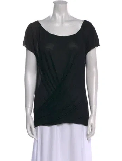 Pre-owned Donna Karan Scoop Neck Short Sleeve T-shirt In Black