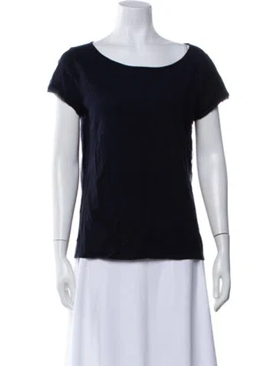 Pre-owned Donna Karan Scoop Neck Short Sleeve T-shirt In Blue