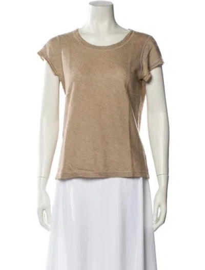 Pre-owned Donna Karan Scoop Neck Short Sleeve T-shirt In Neutral