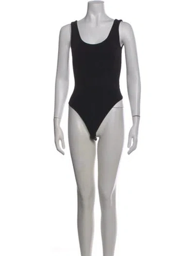 Pre-owned Donna Karan Scoop Neck Sleeveless Bodysuit In Black
